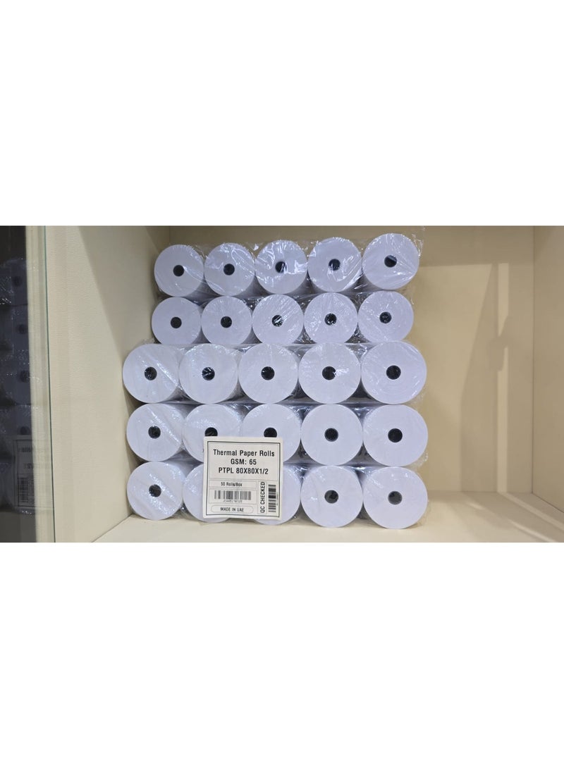 65gsm POS Rolls/Cash Rolls 80mm x 80m x 1/2" core Thermal - Image 2